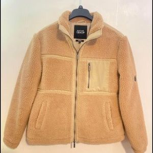 NATIVE YOUTH Mens Sherpa Jacket with Nylon Trim Beige